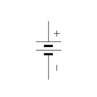 Symbol für zweizellige Elektrobatterie (vertikal)