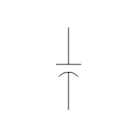 Polarized capacitor (vertical)